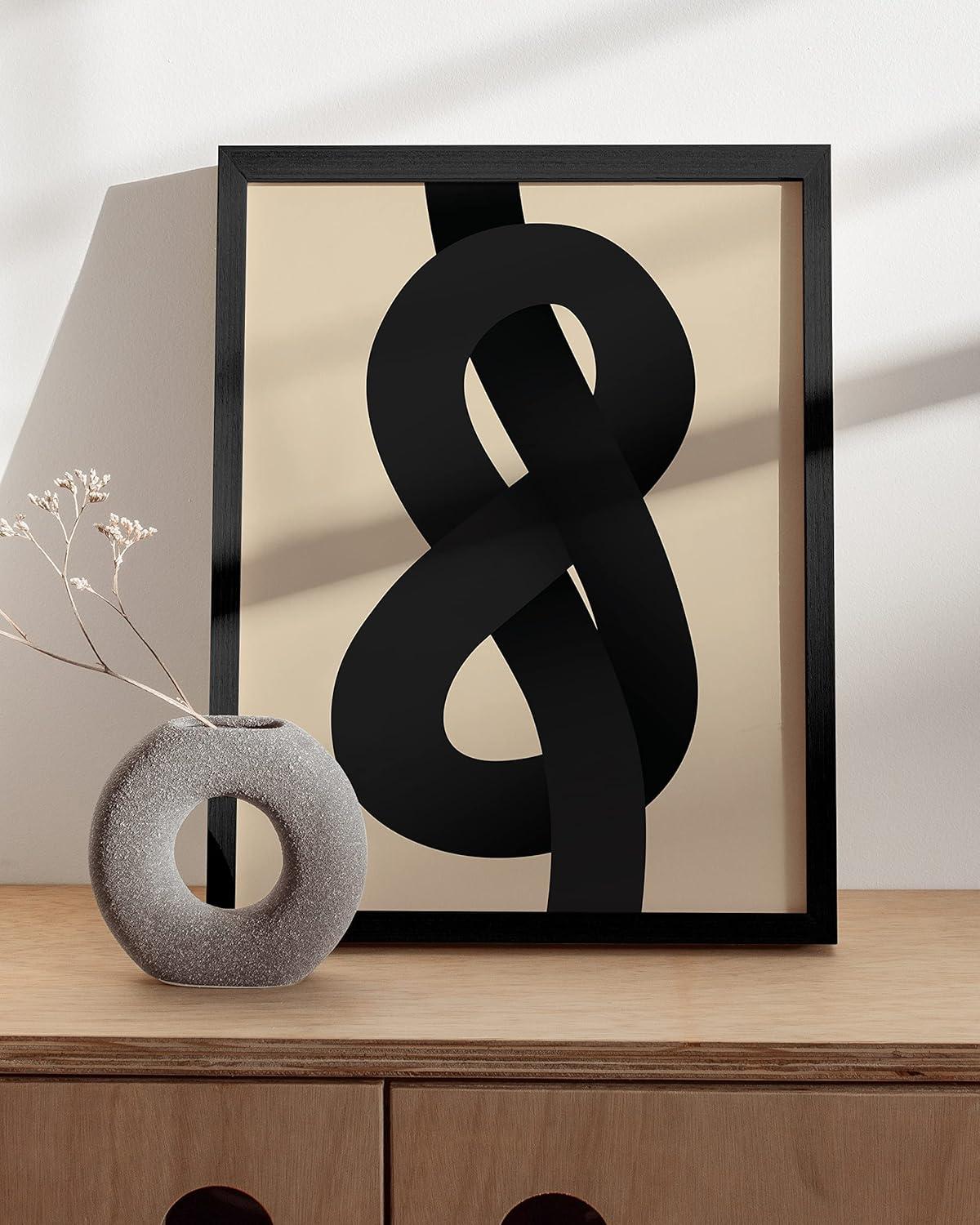 image:imageHAUS AND HUES Black and White Wall Art Abstract Wall Decor  Contemporary Wall Art Neutral Colors Abstract Poster Black and White Prints Beige Frame 16x20Black Knot
