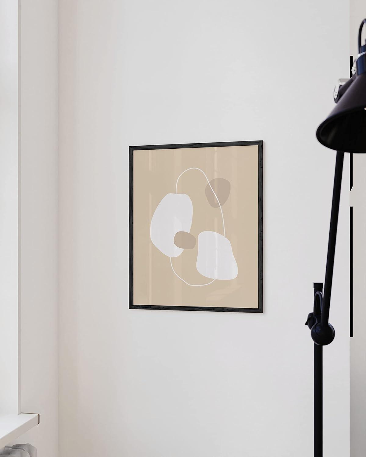 image:imageHAUS AND HUES Black and White Wall Art Abstract Wall Decor  Contemporary Wall Art Neutral Colors Abstract Poster Black and White Prints Beige Frame 16x20Floating Ovals  Objects