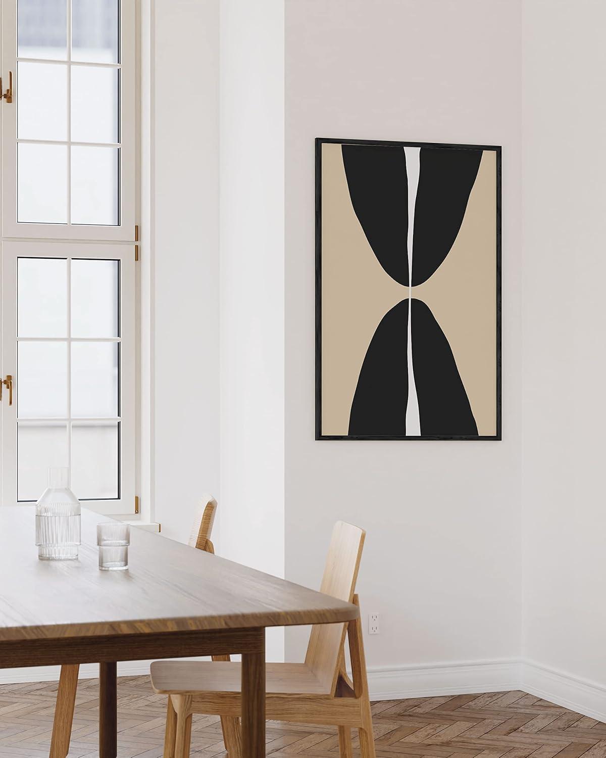 image:imageHAUS AND HUES Black and White Wall Art Abstract Wall Decor  Contemporary Wall Art Neutral Colors Abstract Poster Black and White Prints Beige Frame 16x20Half Circles