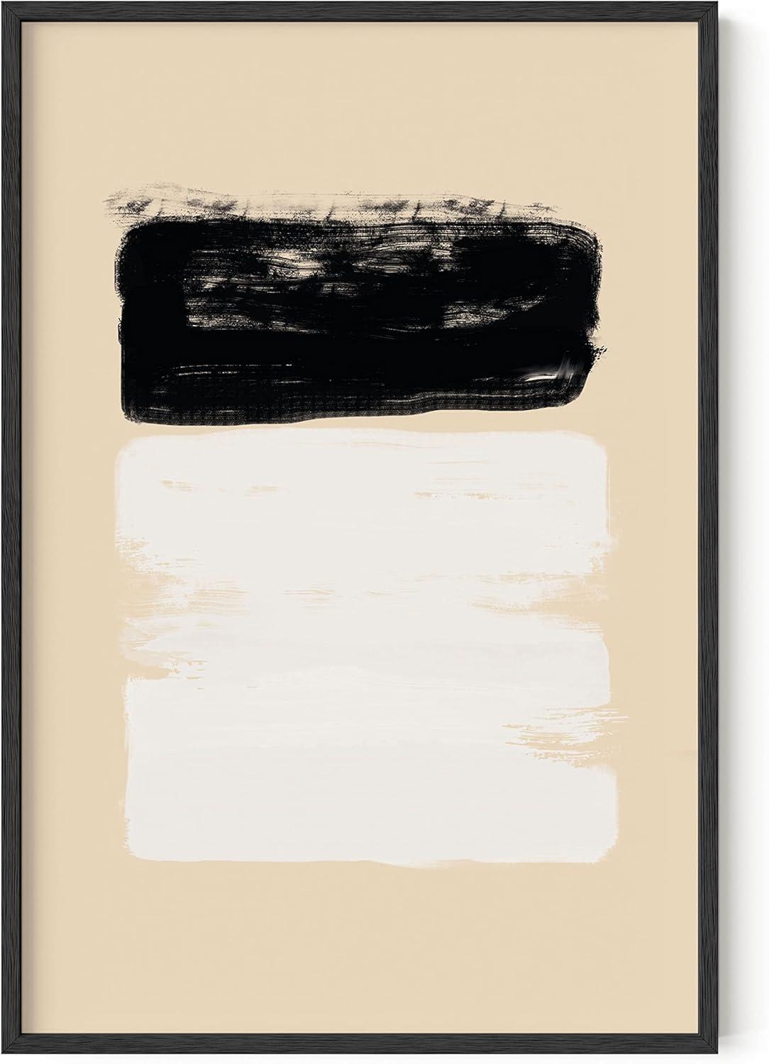 image:imageHAUS AND HUES Black and White Wall Art Abstract Wall Decor  Contemporary Wall Art Neutral Colors Abstract Poster Black and White Prints Beige Frame 16x20Brushstrokes