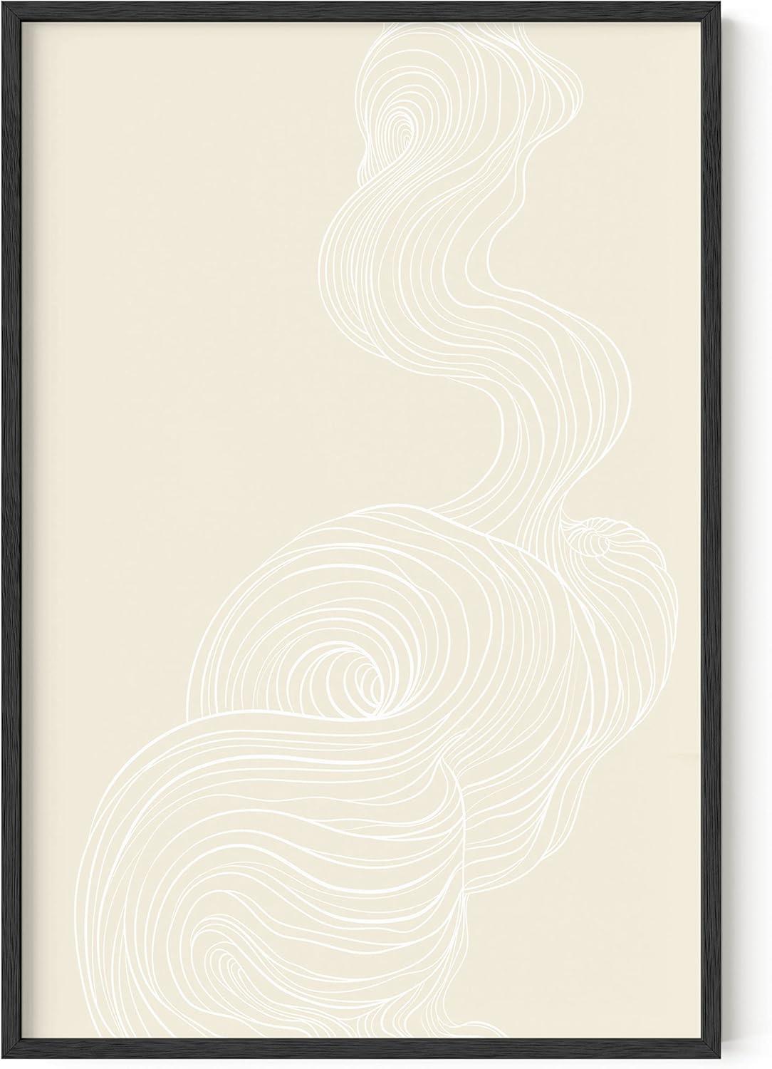 image:imageHAUS AND HUES Black and White Wall Art Abstract Wall Decor  Contemporary Wall Art Neutral Colors Abstract Poster Black and White Prints Beige Frame 16x20Smoke