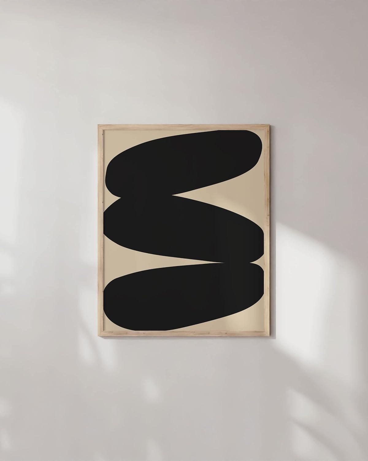 image:imageHAUS AND HUES Black and White Wall Art Abstract Wall Decor  Contemporary Wall Art Neutral Colors Abstract Poster Black and White Prints Beige Frame 16x20Stacked Ovals