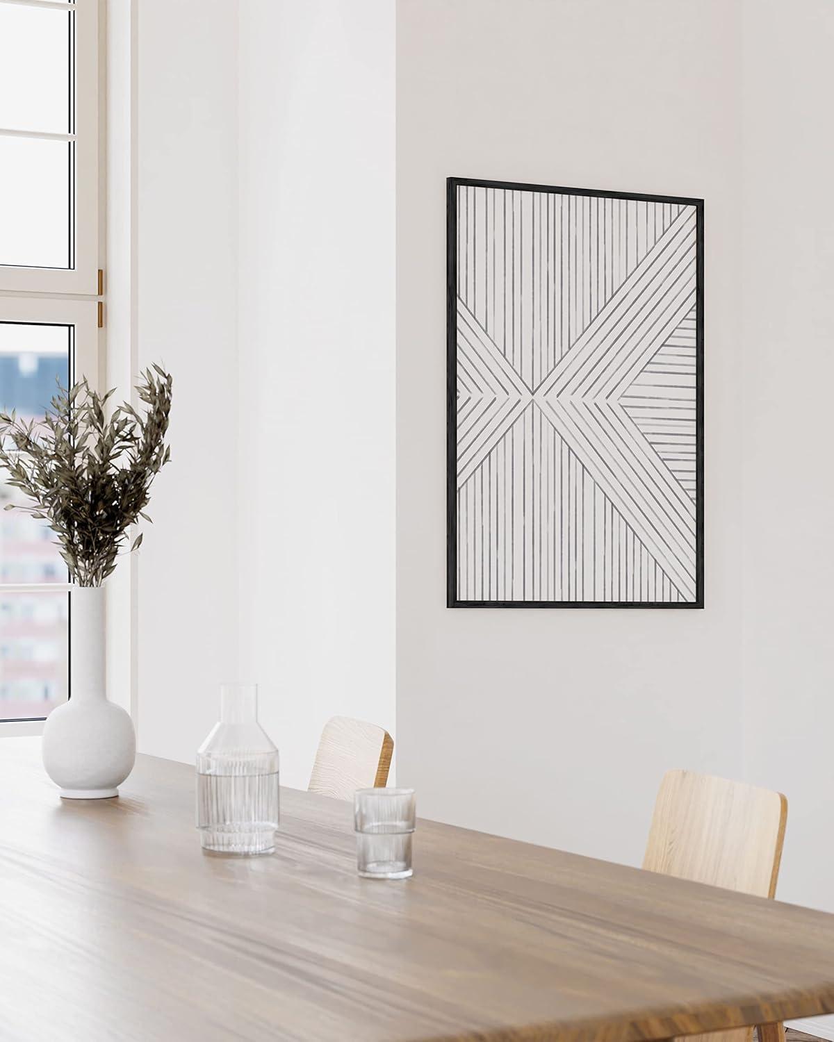 image:imageHAUS AND HUES Black and White Wall Art Abstract Wall Decor  Contemporary Wall Art Neutral Colors Abstract Poster Black and White Prints Beige Frame 16x20Lines on Lines