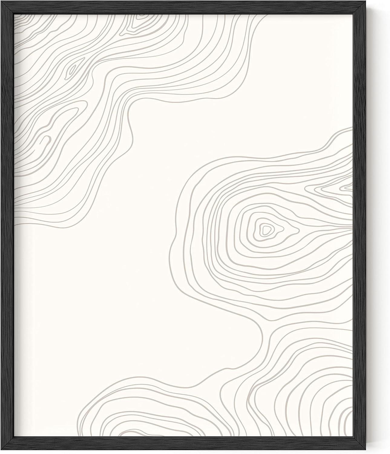 image:imageHAUS AND HUES Black and White Wall Art Abstract Wall Decor  Contemporary Wall Art Neutral Colors Abstract Poster Black and White Prints Beige Frame 16x20Wood Lines