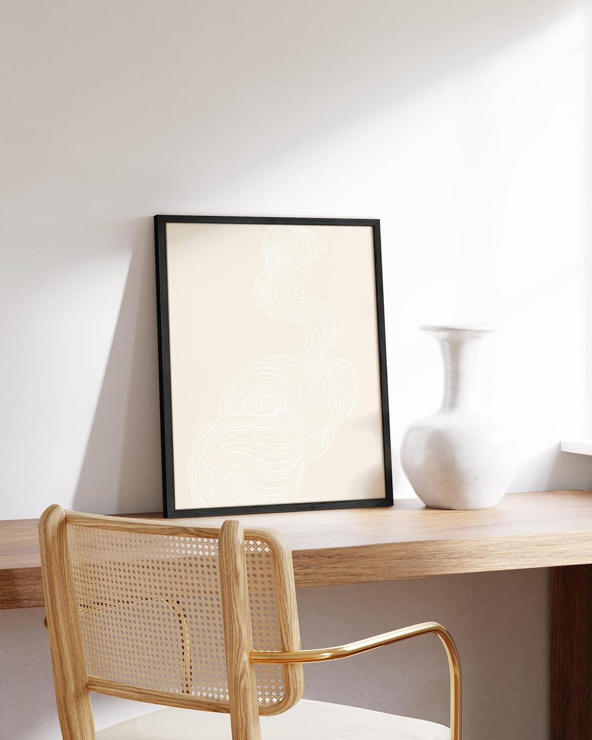 image:imageHAUS AND HUES Black and White Wall Art Abstract Wall Decor  Contemporary Wall Art Neutral Colors Abstract Poster Black and White Prints Beige Frame 16x20Smoke