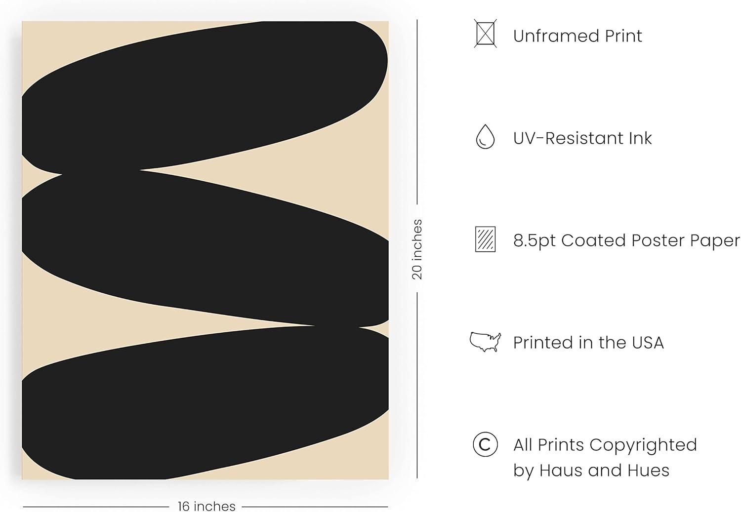 image:imageHAUS AND HUES Black and White Wall Art Abstract Wall Decor  Contemporary Wall Art Neutral Colors Abstract Poster Black and White Prints Beige Frame 16x20Stacked Ovals