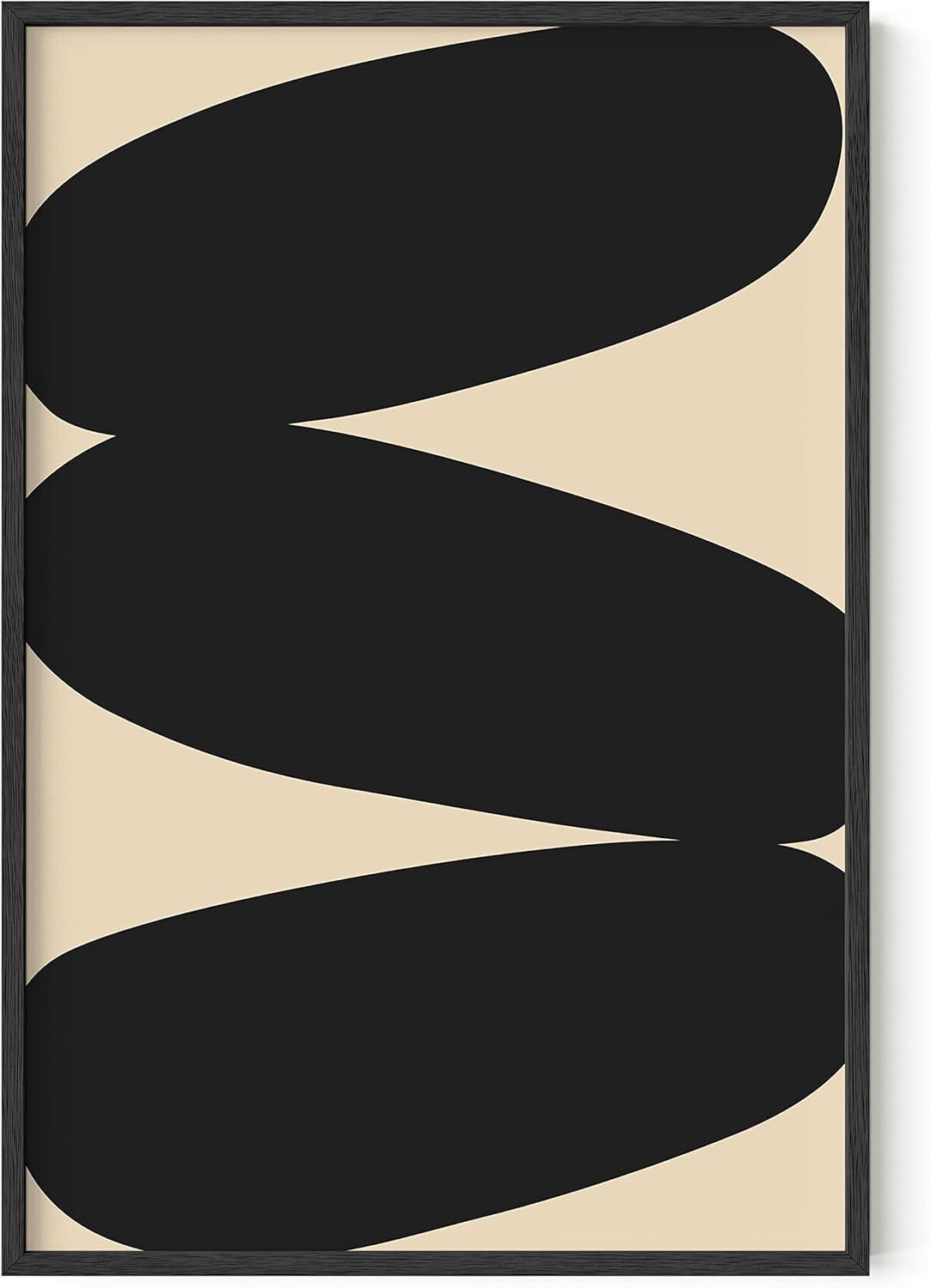 image:imageHAUS AND HUES Black and White Wall Art Abstract Wall Decor  Contemporary Wall Art Neutral Colors Abstract Poster Black and White Prints Beige Frame 16x20Stacked Ovals