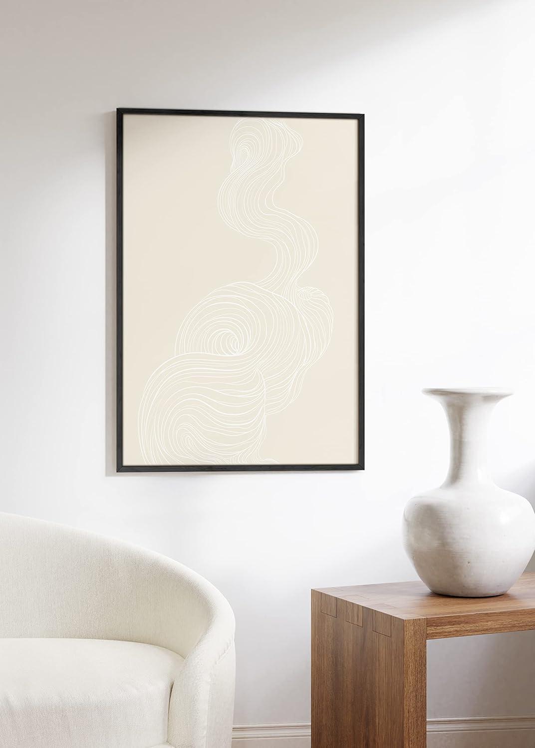 image:imageHAUS AND HUES Black and White Wall Art Abstract Wall Decor  Contemporary Wall Art Neutral Colors Abstract Poster Black and White Prints Beige Frame 16x20Smoke