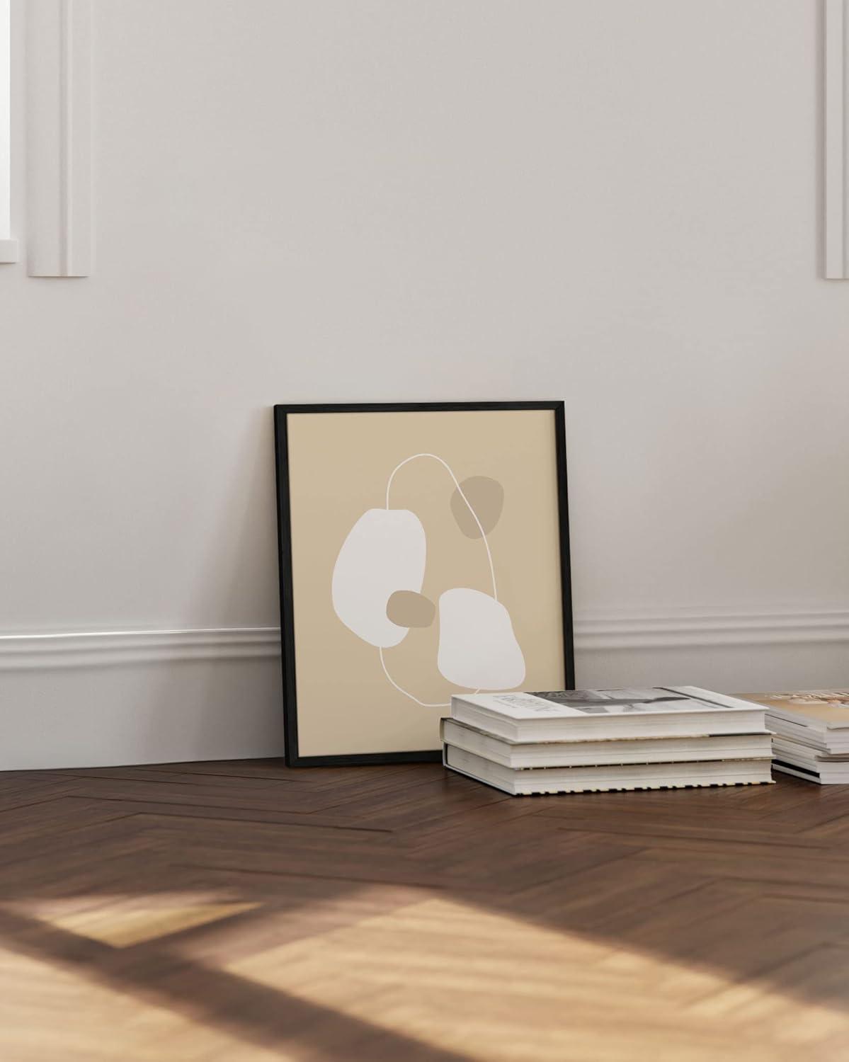 image:imageHAUS AND HUES Black and White Wall Art Abstract Wall Decor  Contemporary Wall Art Neutral Colors Abstract Poster Black and White Prints Beige Frame 16x20Floating Ovals  Objects