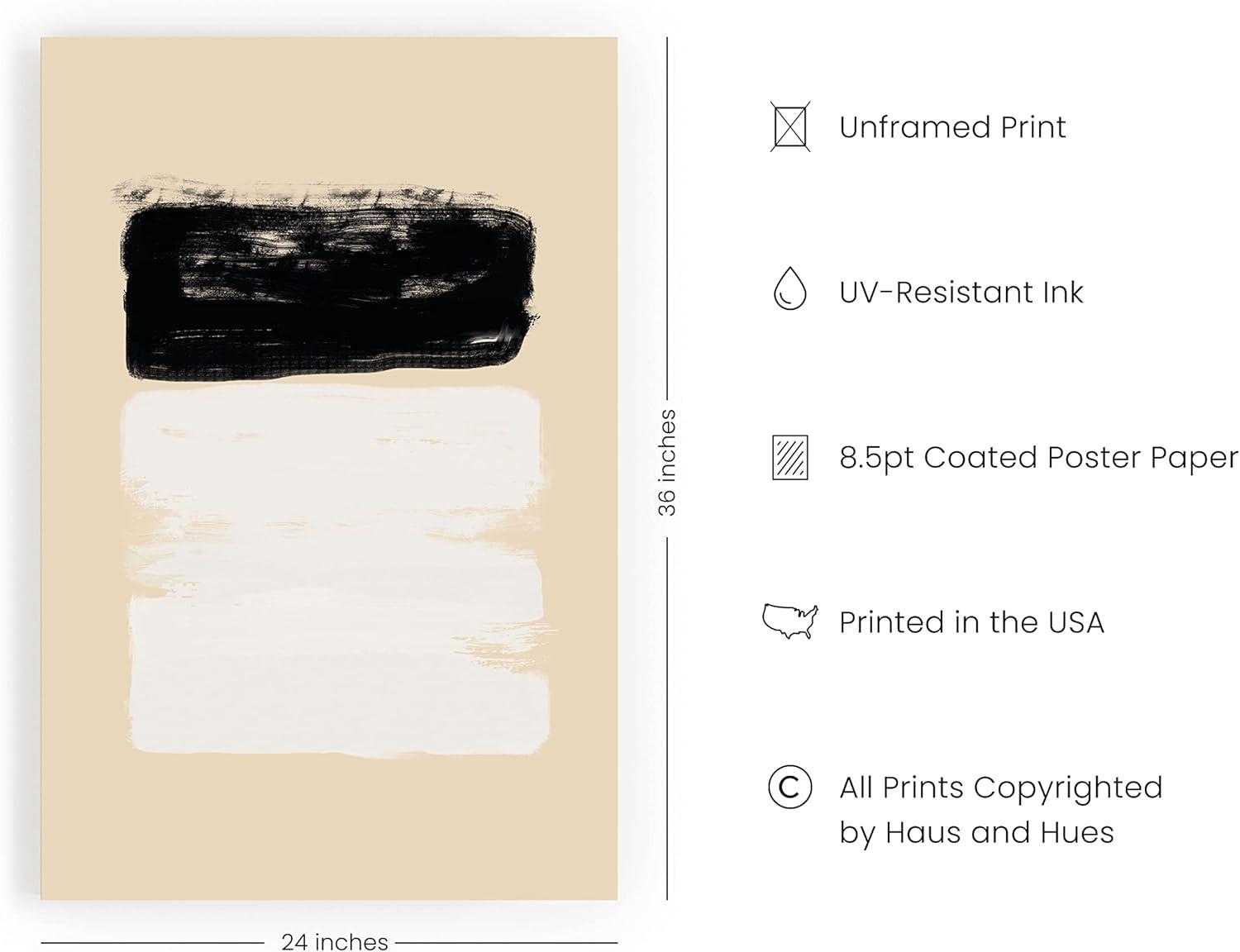 image:imageHAUS AND HUES Black and White Wall Art Abstract Wall Decor  Contemporary Wall Art Neutral Colors Abstract Poster Black and White Prints Beige Frame 16x20Brushstrokes