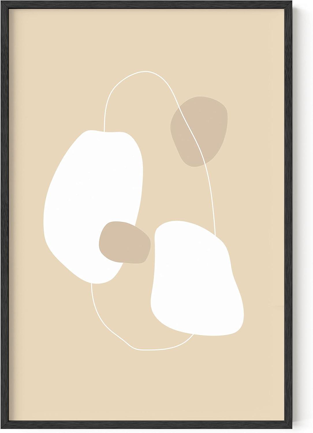 image:imageHAUS AND HUES Black and White Wall Art Abstract Wall Decor  Contemporary Wall Art Neutral Colors Abstract Poster Black and White Prints Beige Frame 16x20Floating Ovals  Objects