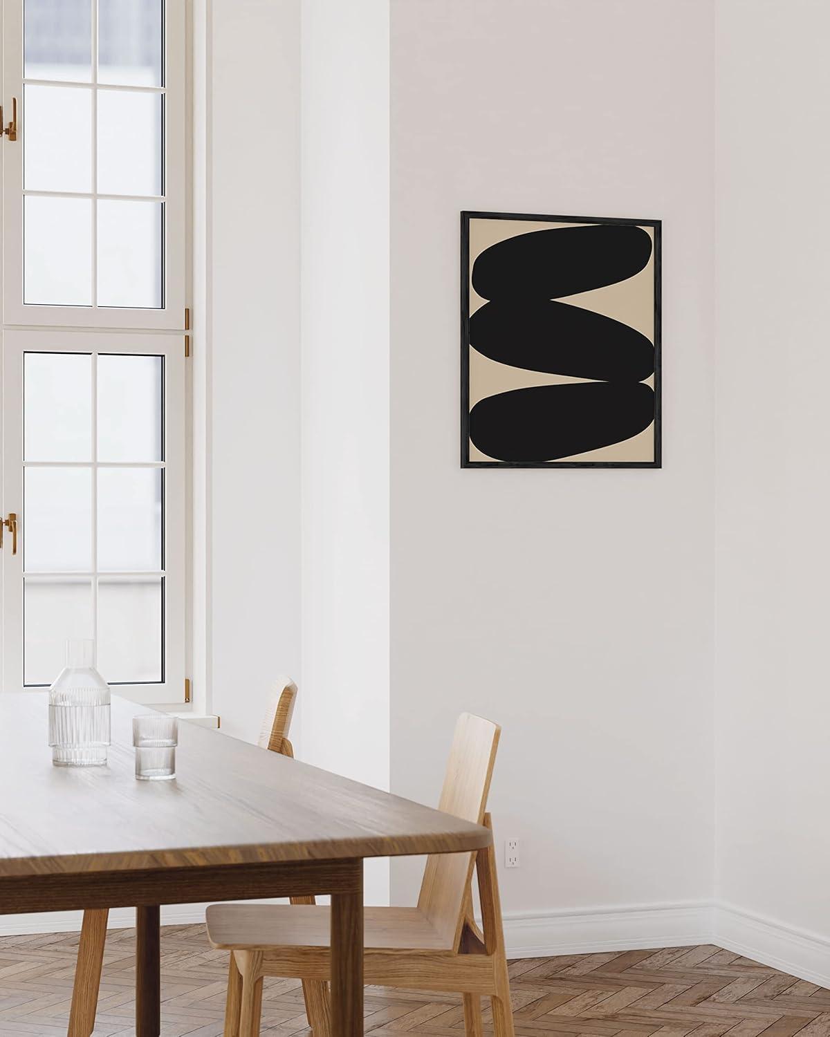 image:imageHAUS AND HUES Black and White Wall Art Abstract Wall Decor  Contemporary Wall Art Neutral Colors Abstract Poster Black and White Prints Beige Frame 16x20Stacked Ovals