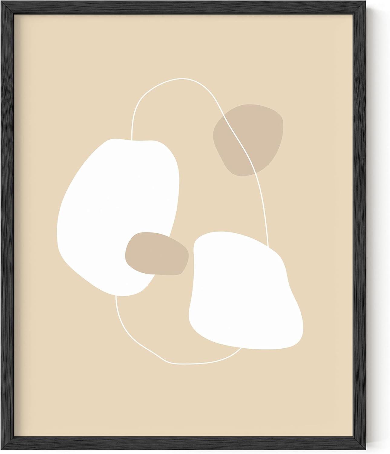 image:imageHAUS AND HUES Black and White Wall Art Abstract Wall Decor  Contemporary Wall Art Neutral Colors Abstract Poster Black and White Prints Beige Frame 16x20Floating Ovals  Objects