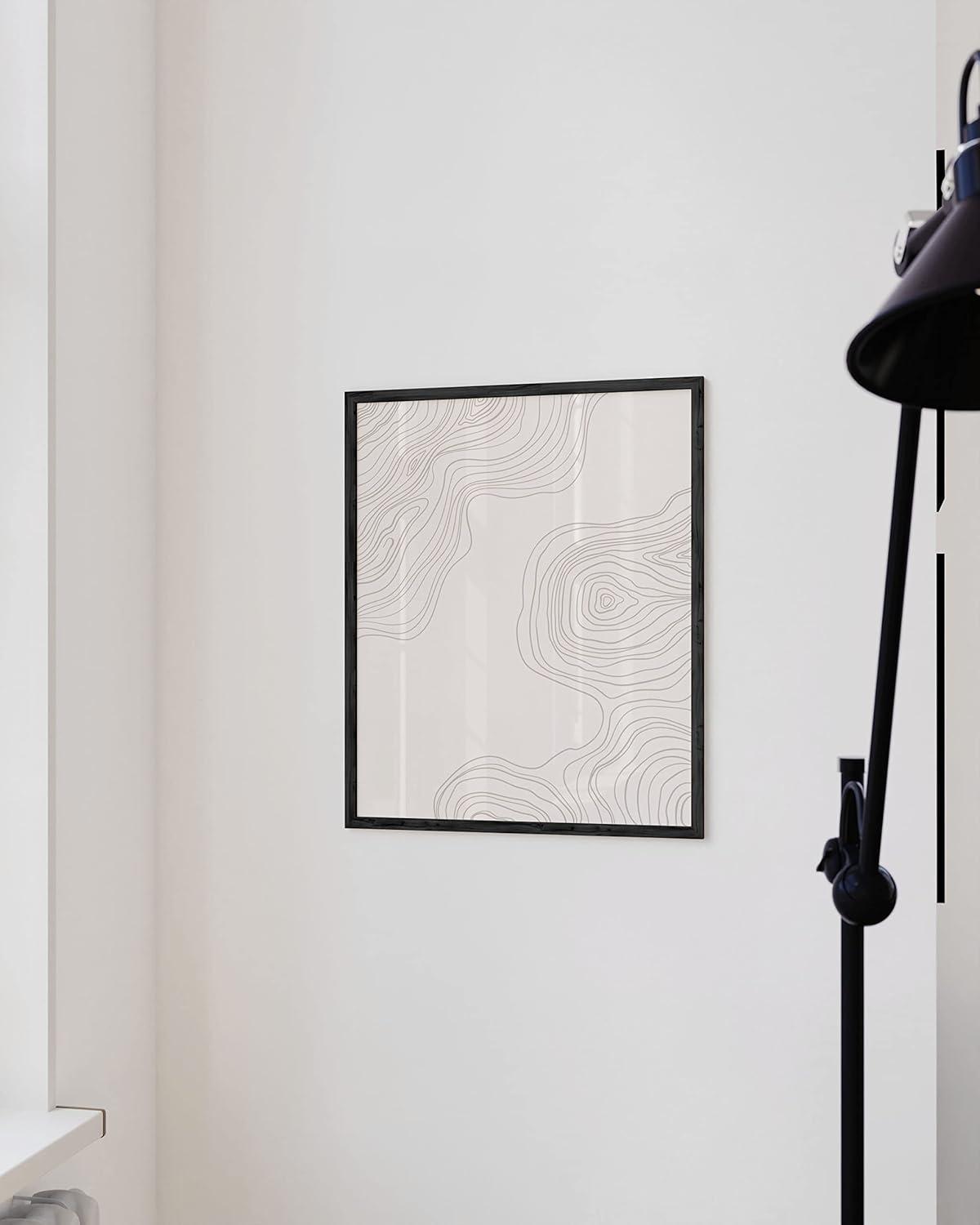 image:imageHAUS AND HUES Black and White Wall Art Abstract Wall Decor  Contemporary Wall Art Neutral Colors Abstract Poster Black and White Prints Beige Frame 16x20Wood Lines