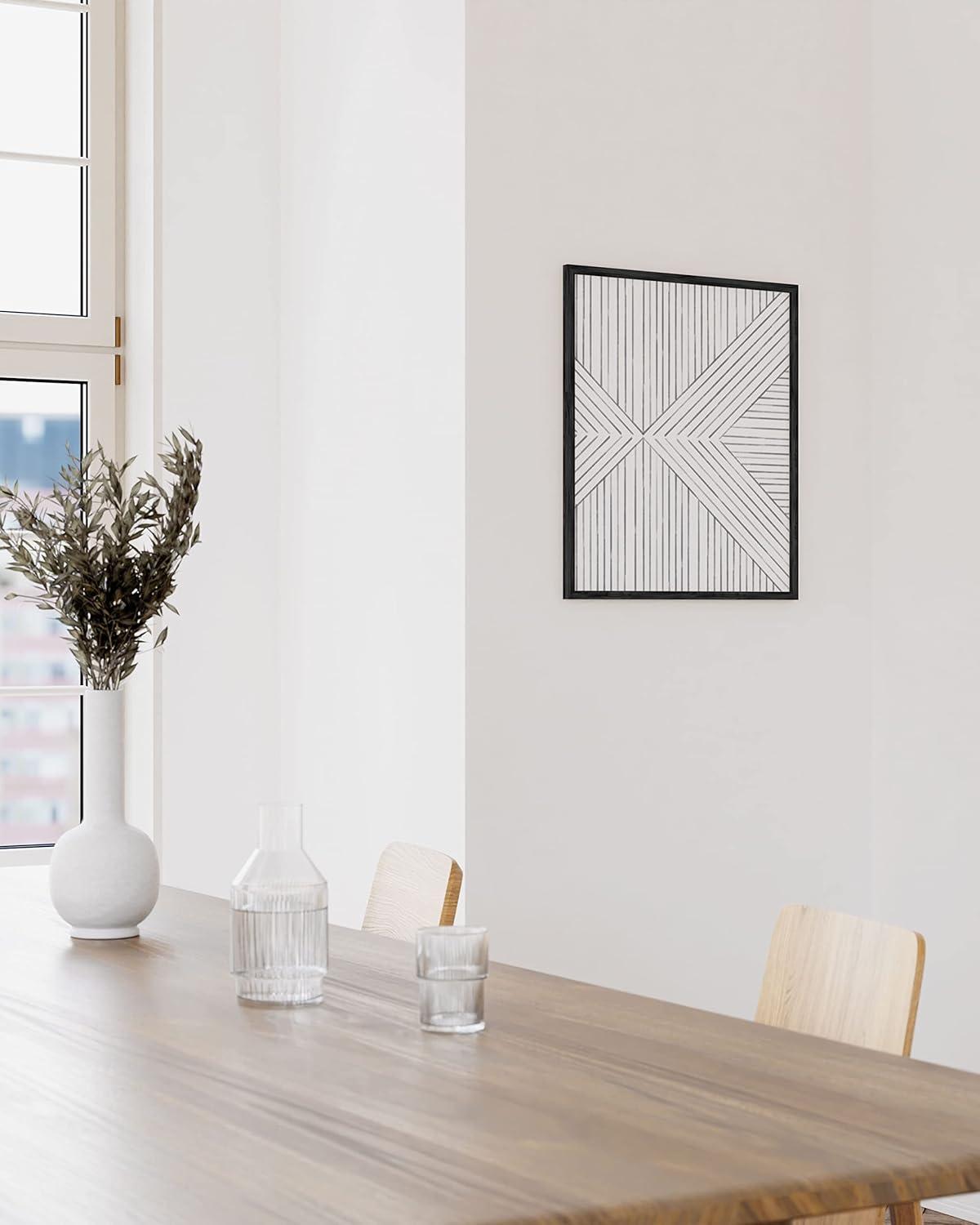 image:imageHAUS AND HUES Black and White Wall Art Abstract Wall Decor  Contemporary Wall Art Neutral Colors Abstract Poster Black and White Prints Beige Frame 16x20Lines on Lines