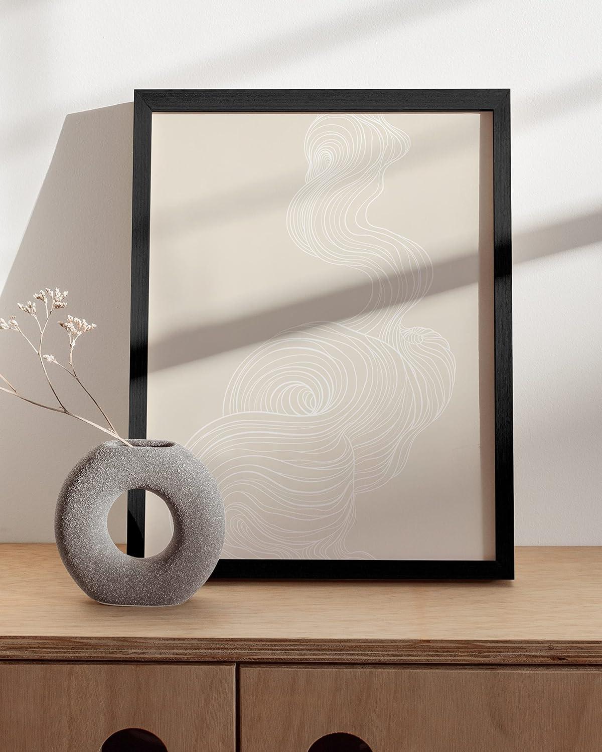 image:imageHAUS AND HUES Black and White Wall Art Abstract Wall Decor  Contemporary Wall Art Neutral Colors Abstract Poster Black and White Prints Beige Frame 16x20Smoke