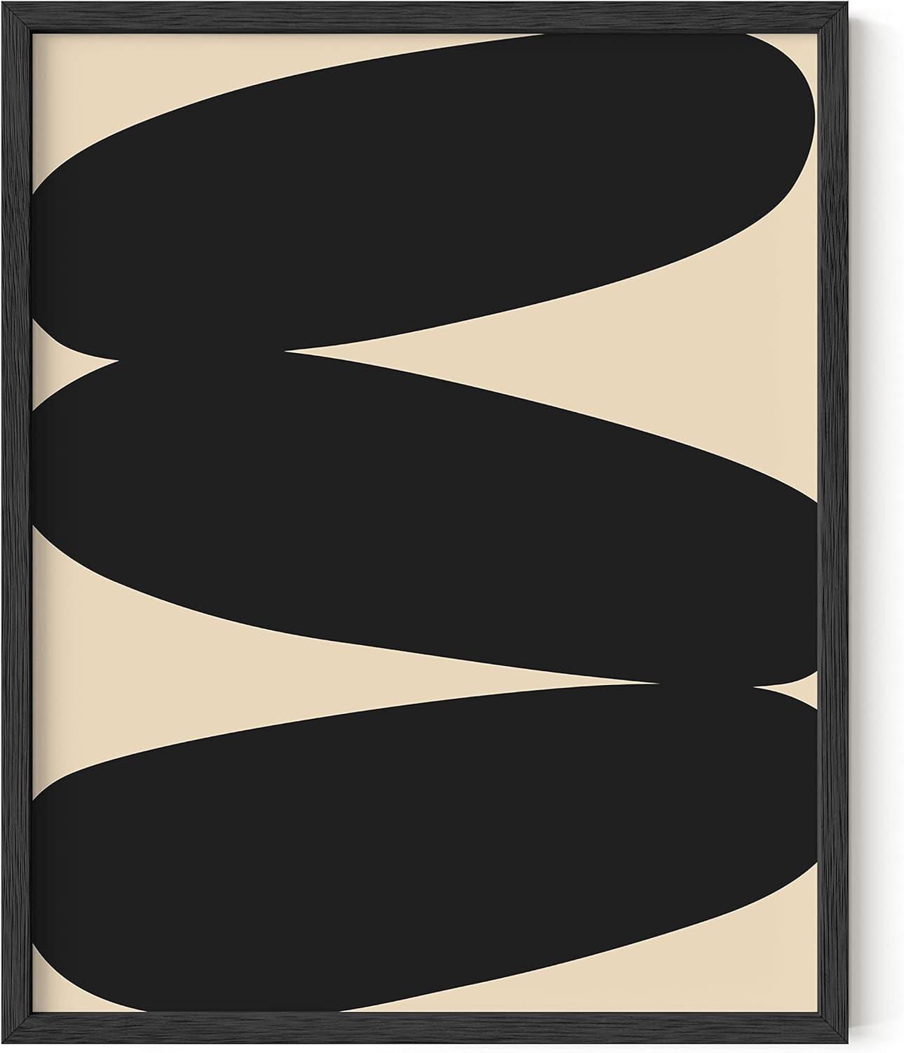 image:imageHAUS AND HUES Black and White Wall Art Abstract Wall Decor  Contemporary Wall Art Neutral Colors Abstract Poster Black and White Prints Beige Frame 16x20Stacked Ovals