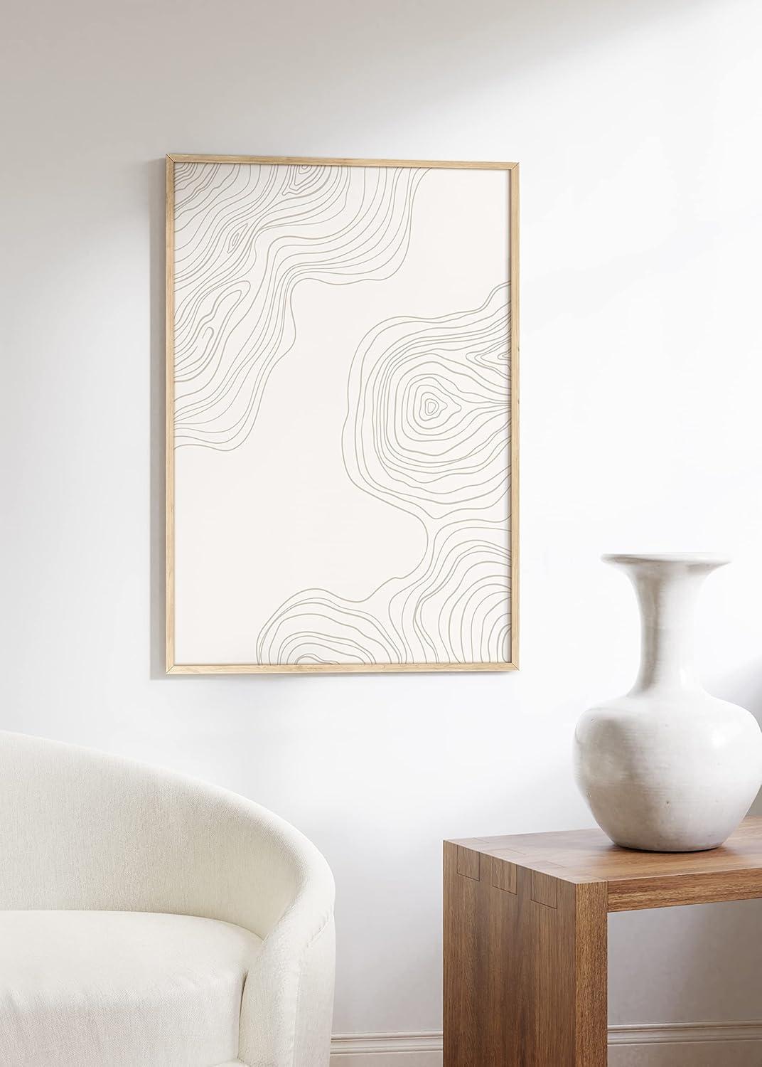 image:imageHAUS AND HUES Black and White Wall Art Abstract Wall Decor  Contemporary Wall Art Neutral Colors Abstract Poster Black and White Prints Beige Frame 16x20Wood Lines