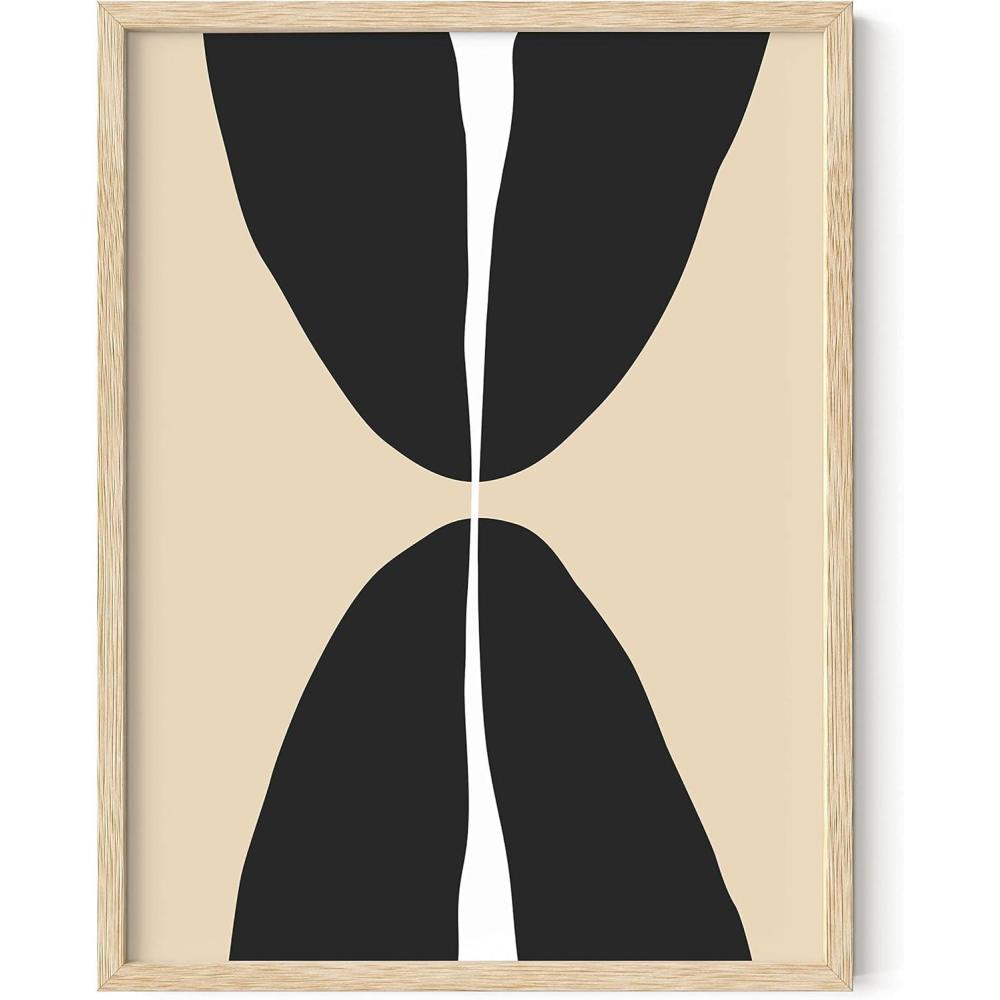 image:imageHAUS AND HUES Black and White Wall Art Abstract Wall Decor  Contemporary Wall Art Neutral Colors Abstract Poster Black and White Prints Beige Frame 16x20Half Circles