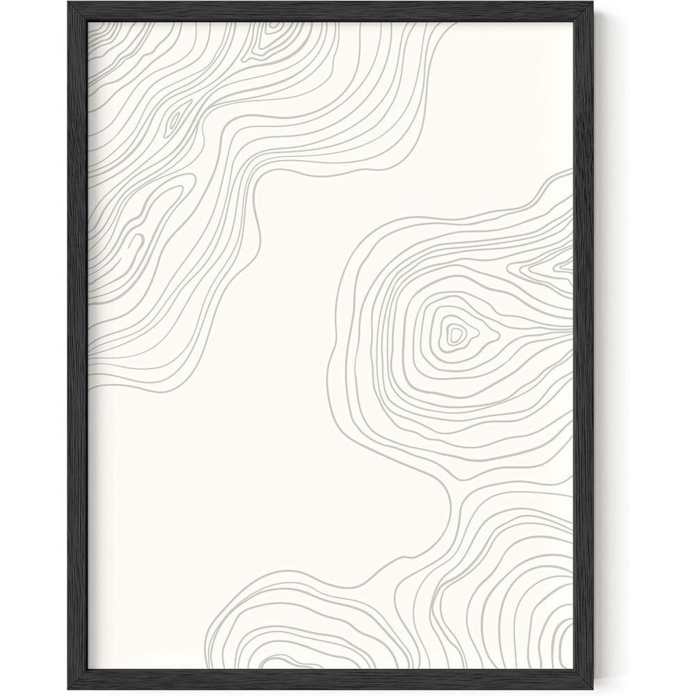 image:imageHAUS AND HUES Black and White Wall Art Abstract Wall Decor  Contemporary Wall Art Neutral Colors Abstract Poster Black and White Prints Beige Frame 16x20Wood Lines