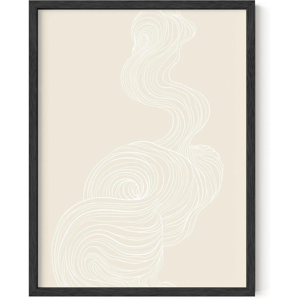 image:imageHAUS AND HUES Black and White Wall Art Abstract Wall Decor  Contemporary Wall Art Neutral Colors Abstract Poster Black and White Prints Beige Frame 16x20Smoke