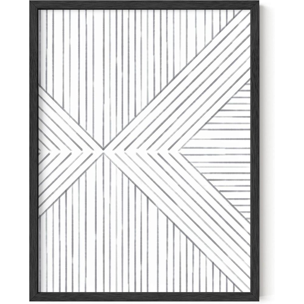 image:imageHAUS AND HUES Black and White Wall Art Abstract Wall Decor  Contemporary Wall Art Neutral Colors Abstract Poster Black and White Prints Beige Frame 16x20Lines on Lines