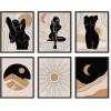 image:imageHAUS AND HUES Black Abstract Wall Art  Set of 6 Modern Black and Gray Line Art Prints Minimalist Geometric Abstract Art for Wall Decor Unframed 16x20Midcentury Woman