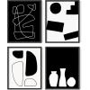 image:imageHAUS AND HUES Wall Art Set of 4  Abstract Blue Art Prints Navy Blue Poster Unframed 11x14 for Bathroom Bedroom Living Room Kitchen OfficeBW Modern Shapes Set of 4