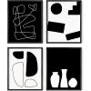 image:imageHAUS AND HUES Wall Art Set of 4  Abstract Blue Art Prints Navy Blue Poster Unframed 11x14 for Bathroom Bedroom Living Room Kitchen OfficeBW Modern Shapes Set of 4
