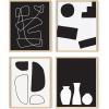 image:imageHAUS AND HUES Wall Art Set of 4  Abstract Blue Art Prints Navy Blue Poster Unframed 11x14 for Bathroom Bedroom Living Room Kitchen OfficeBW Modern Shapes Set of 4