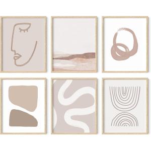 image:imageHAUS AND HUES Black Abstract Wall Art  Set of 6 Modern Black and Gray Line Art Prints Minimalist Geometric Abstract Art for Wall Decor Unframed 16x20Cream Gallery