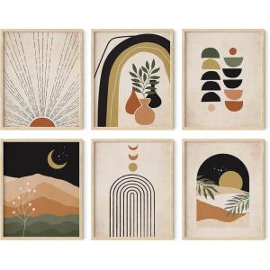 image:imageHAUS AND HUES Black Abstract Wall Art  Set of 6 Modern Black and Gray Line Art Prints Minimalist Geometric Abstract Art for Wall Decor Unframed 16x20Midcentury Terracotta