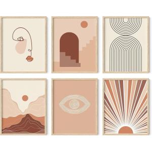 image:imageHAUS AND HUES Black Abstract Wall Art  Set of 6 Modern Black and Gray Line Art Prints Minimalist Geometric Abstract Art for Wall Decor Unframed 16x20Natural Boho