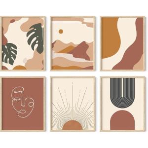 image:imageHAUS AND HUES Black Abstract Wall Art  Set of 6 Modern Black and Gray Line Art Prints Minimalist Geometric Abstract Art for Wall Decor Unframed 16x20Warm Boho
