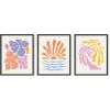 image:imageHAUS AND HUES Flower Wall Decor  Set of 3 Frameable Preppy Wall Art Colorful Wall Art for Living Room Flower Pictures Wall Decor Abstract Wall Art Vintage Summer Posters Black Frame 16x20