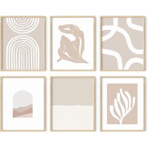 image:imageHAUS AND HUES Neutral Wall Art Beige Boho Matisse Prints Unframed 8x10 6 Count