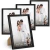 image:imageHAUS AND HUES 4x6 Black Metal Picture Frames  Black Frames 4X6  Features Premium Aluminum Vertical Hanging Easel Back for Tabletop Home Office 4x6 in Black Set of 4