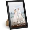 image:imageHAUS AND HUES 4x6 Black Picture Frame  4x6 Black Frame  Aluminum Photo Frames for Wall Collage Vertical Hanging Easel Back for Tabletop Home Office 4x6 in Black