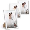 image:imageHAUS AND HUES 4x6 White Aluminum Frame Set of 3  Vertical Hanging Easel Back for Tabletop Shatterproof Plexiglass 4x6 in White