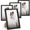 image:imageHAUS AND HUES 5x7 Black Metal Picture Frames  Black 5X7 Photo Frames  Features Premium Aluminum Vertical Hanging Easel Back for Tabletop Home Office 5x7 in Black Set of 4