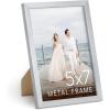 image:imageHAUS AND HUES 5x7 Silver Picture Frame  Modern Aluminum Photo Frame with Easel Back and Wall Hanging Hardware 5x7 in Silver