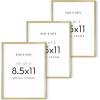 image:imageHAUS AND HUES 85x11 Gold Metal Picture Frames  Features Premium Aluminum Vertical amp Horizontal Hang Shatterproof Plexiglass  Perfect for Home Room Office 85x11 in Gold Set of 3
