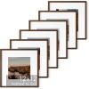image:imageHAUS AND HUES Walnut Oak Wood 12x12 Picture Frames  Set of 6 Square Frames with Mat Contemporary Frames for Wall Art and Photos 12x12 in Walnut Set of 6