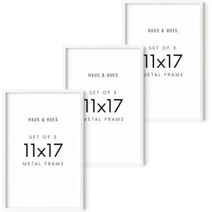 image:imageHAUS AND HUES 11x17 White Aluminum Frame Set of 3  Premium Build Vertical amp Horizontal Hanging Shatterproof Plexiglass 11x17 in White