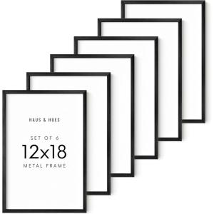 image:imageHAUS AND HUES 12x18 Black Metal Picture Frames  Features Premium Aluminum amp Hanging Hardware Shatterproof Plexiglass  Ideal for Home Room Office 12x18 in Black Set of 6