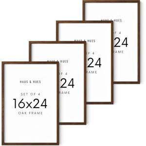 image:imageHAUS AND HUES 16x24 Walnut Oak Frame Set of 4  Wooden Poster Holders Rustic Gallery Wall Display