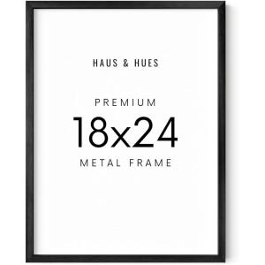image:imageHAUS AND HUES 18x24 Black Picture Frame  Aluminum Shatterproof Plexiglass Vertical amp Horizontal Hanging  Ideal for Home Room Office Decor 18x24 in