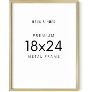 image:imageHAUS AND HUES 18x24 Gold Picture Frame  Modern Aluminum Wall Art Display  Lightweight 18x24 Frame for Posters Prints Photos  ReadytoHang Vertically amp Horizontally