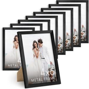 image:imageHAUS AND HUES 4x6 Black Metal Picture Frames  Features Premium Aluminum Vertical Hanging amp Easel Back Shatterproof Plexiglass  Ideal for Home Room Office 4x6 in Black Set of 6