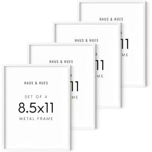 image:imageHAUS AND HUES 85x11 White Aluminum Frame Set of 4  Diploma amp Certificate Display Shatterproof Plexiglass 85x11 in White